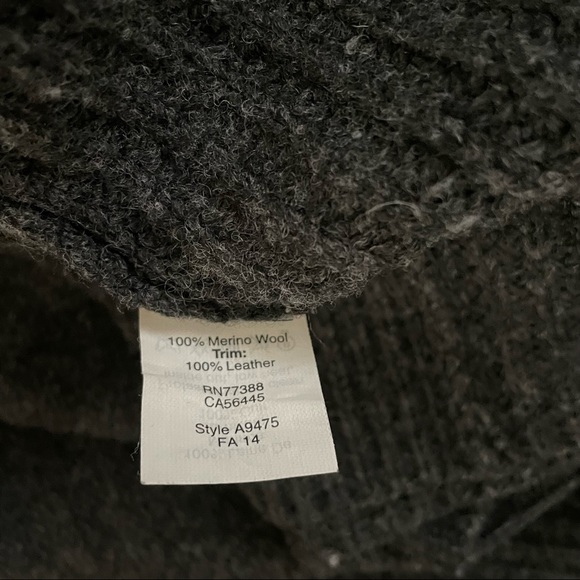 Madewell Wool Ribbed Cardigan Leather Pockets Gray Black Size Medium - Picture 7 of 11